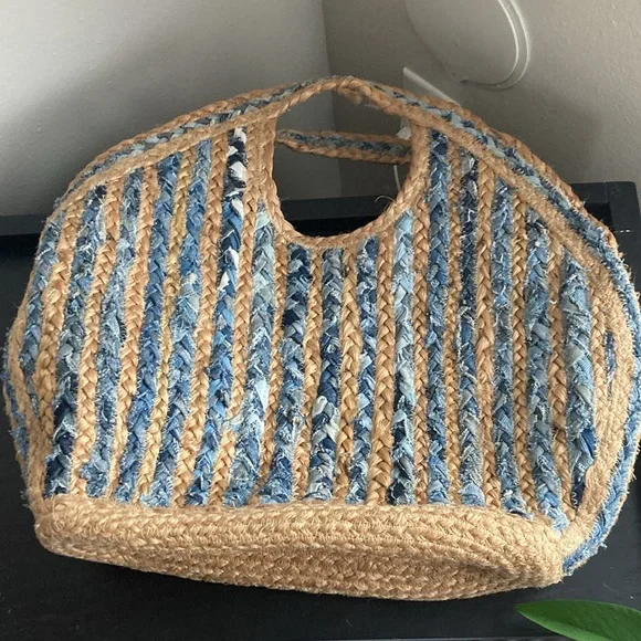 ANTIK KRAFT Ruhi Tote JUTE bag Blue - Picture 5 of 6